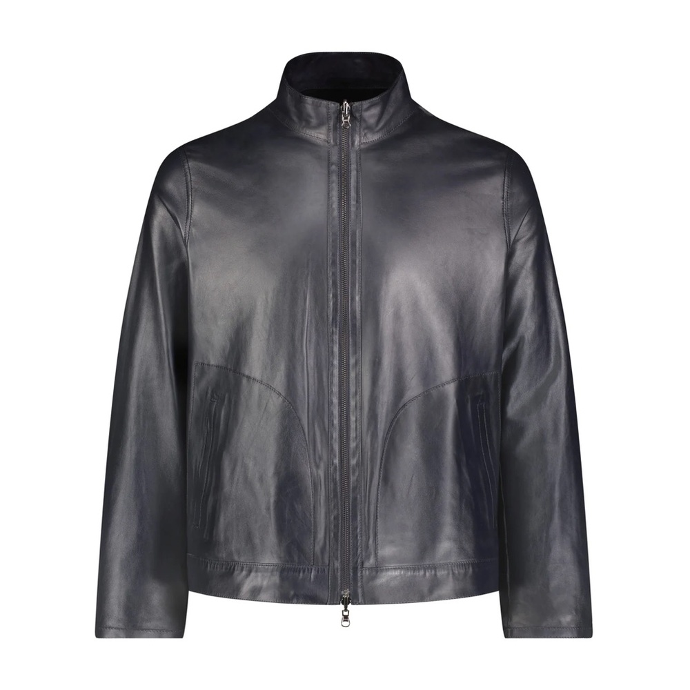 Luchiano Visconti Men’s 100% Leather / Suede Reversible Jacket Navy Large